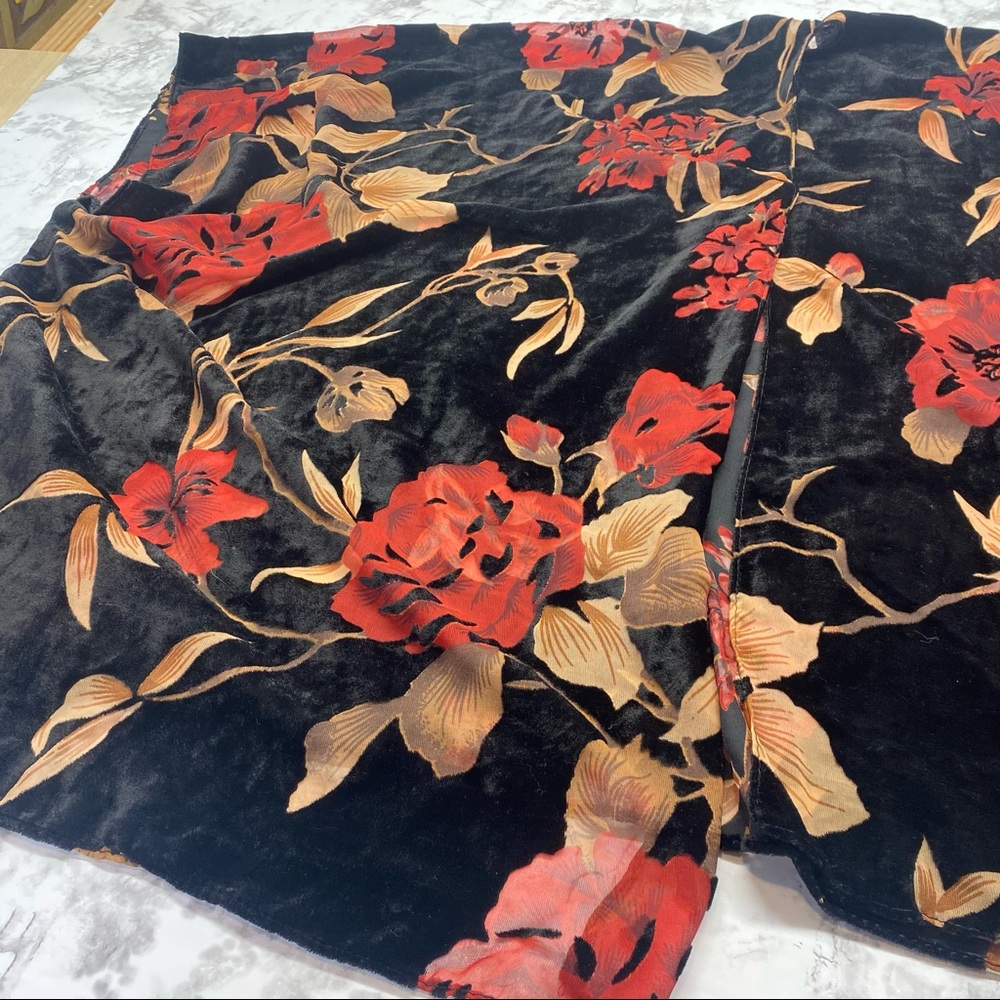Vintage Black & Red Floral Flowy Bohemian Hippie Kimono One Size - Picture 4 of 16